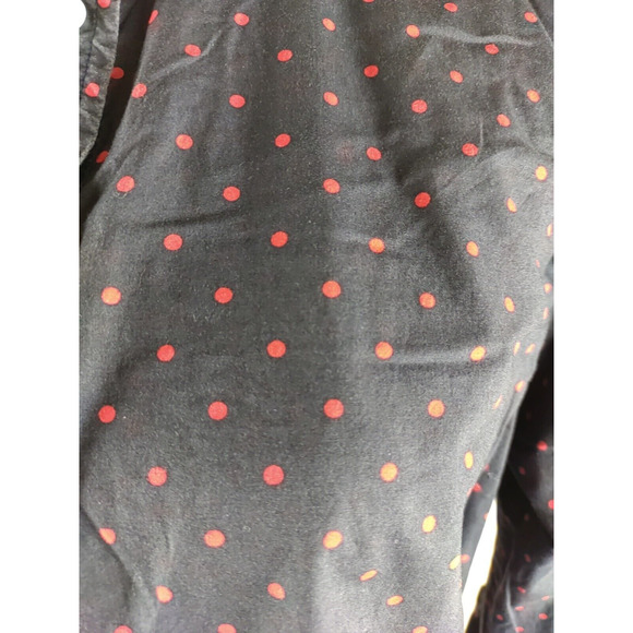 Talbots Women's Shirt Size 12 Roll Tab Cotton Navy Blue Red Polka Dot - Picture 4 of 10